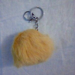 Rabbit fur pom pom key chain